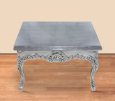 Masa de cafea argintie clasica stil baroc 80cm x 80cm